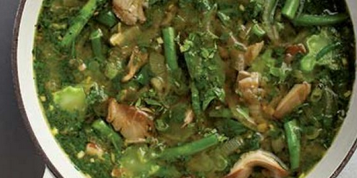 Green Curry Soup with Oyster Mushrooms