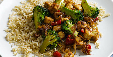 Stir-Fried Tofu and Broccoli with Brown Rice