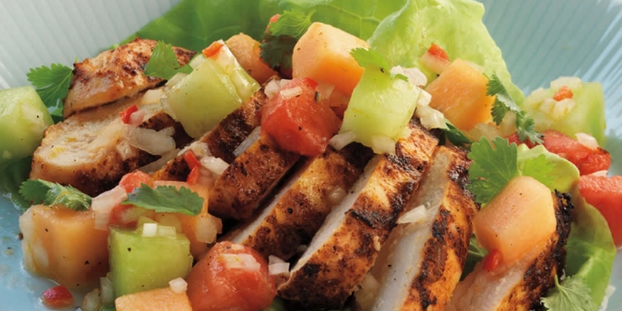 Chicken Breast Salad with Mixed Melon Salsa