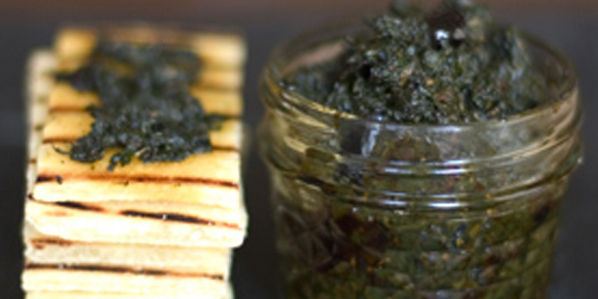 Herb Jam with Olives, Lemon and Spinach