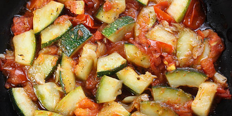 Simmered Zucchini with Tomatoes