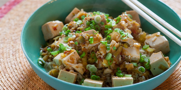 Thai Tofu Salad with Rice, Pepper and Cucumber