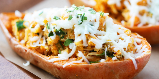 Italian Chicken and Spinach Stuffed Sweet Potatoes