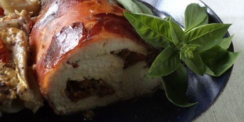 Olívabogyós túróval töltött csirkemell