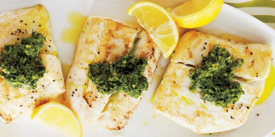 Pan Fried Halibut Fillet with Lemon