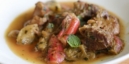 Lamb and Rhubarb Stew with Celery and Mint