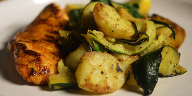 Sea Bass with Zucchini and Mini Potatoes