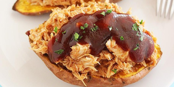 BBQ Chicken Stuffed Sweet Potatoes