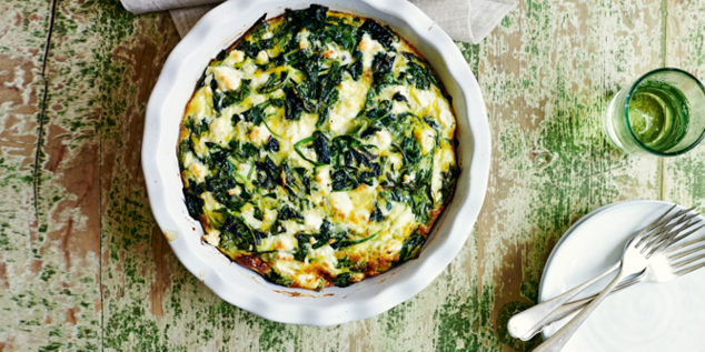 Pastry-Less Spanakopita with Mixed Greens