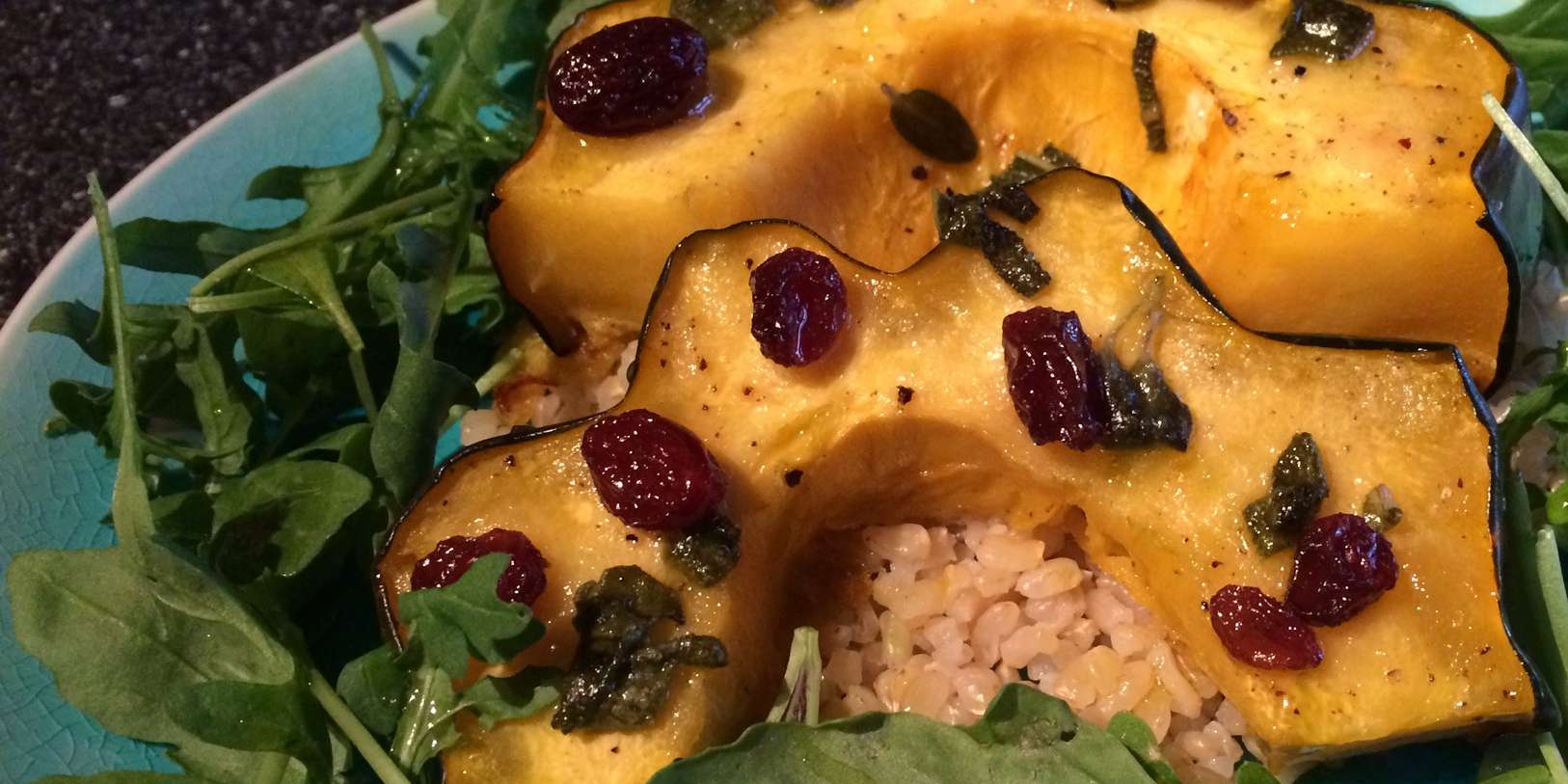 Roasted Acorn Squash with Sage Butter and Raisins