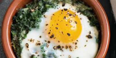 Italian Spinach Baked Eggs & Noodles