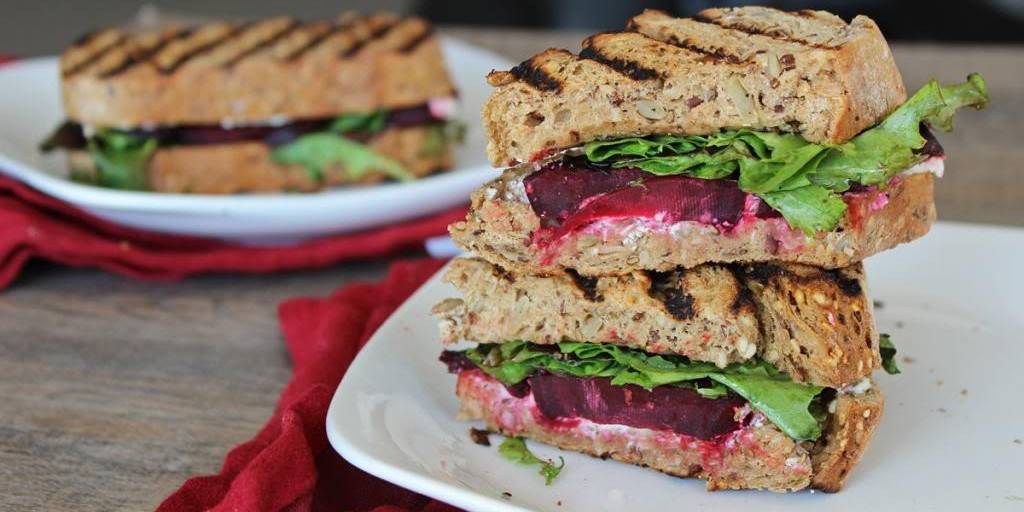 Roasted Beet, Arugula & Honeyed Goat Cheese Panini