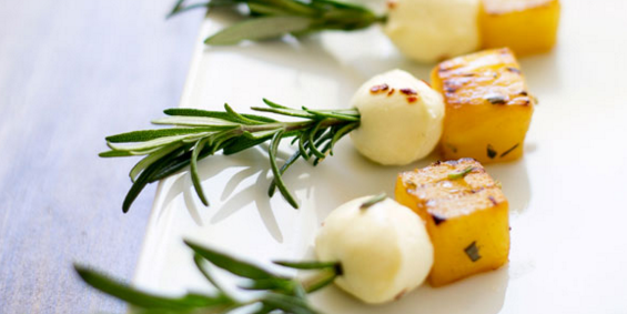 Rosemary Pineapple Mozzarella Bites