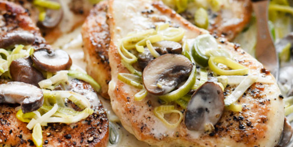 Mushroom and Leek Chicken Breasts