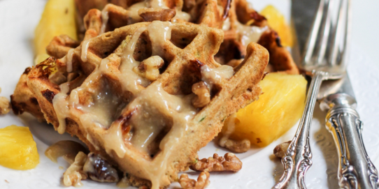 Whole Wheat Pineapple-Carrot Cake Waffles