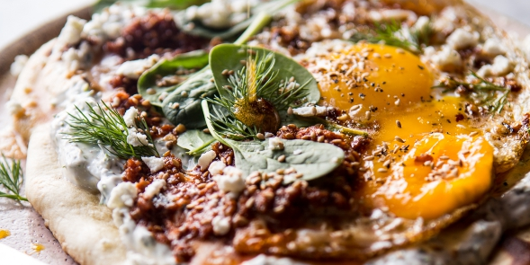 Turkish Fried Eggs in Herbed Yogurt