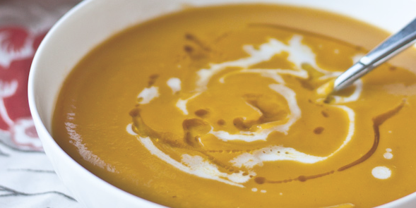 Roasted Acorn Squash & Sweet Potato Soup