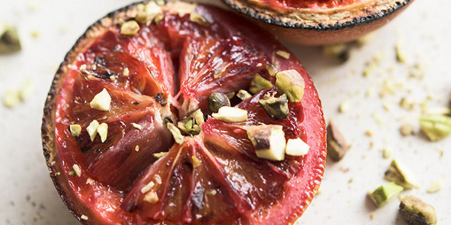 Broiled Blood Orange with Pistachios