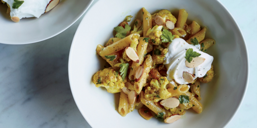Gluten-Free Penne with Curry-Roasted Cauliflower