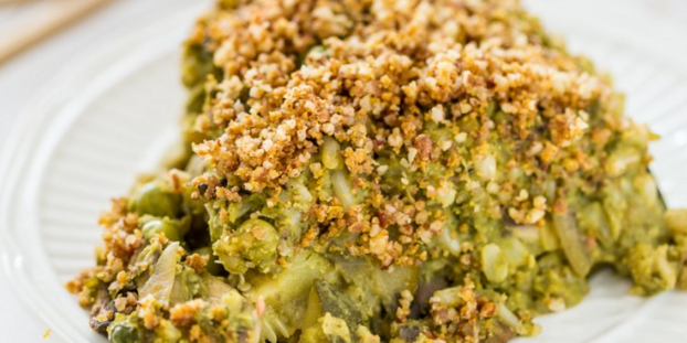 Pumpkin Seed Pesto Rice Casserole