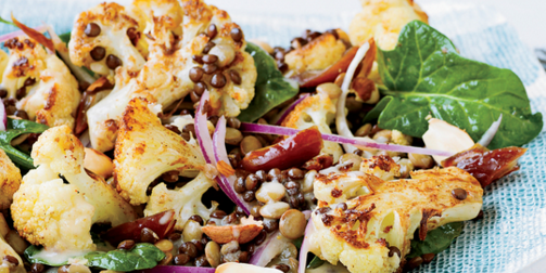 Roasted Cauliflower Salad with Lentils & Dates