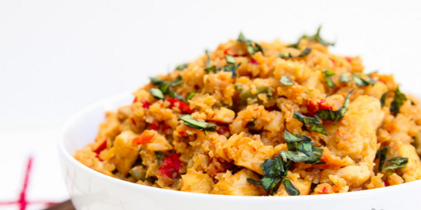 Fried Cauliflower Rice with Spinach