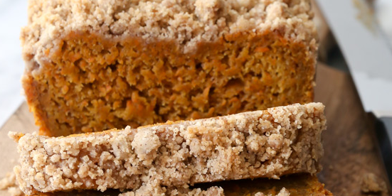 Applesauce Carrot Cake Loaf with Streusel Topping
