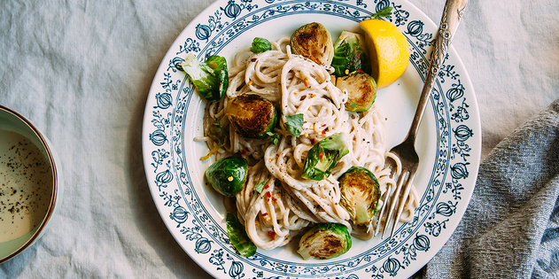 Creamy Miso Pasta with Brussels Sprouts