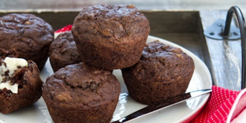 Oil-Free Chocolate Zucchini Walnut Muffins