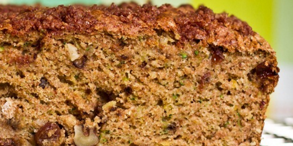 Oil-Free Zucchini Walnut Raisin Loaf