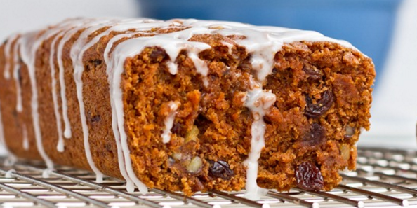 Whole-Grain Carrot Cake Loaf with Lemon Glaze