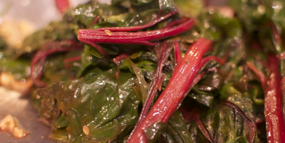 Rhubarb Swiss Chard with Garlic