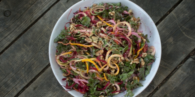 Raw Beet & Kale Salad with Lemon Vinaigrette