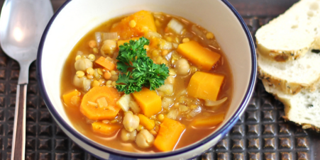 Crock Pot Lentil Chickpea Squash Soup