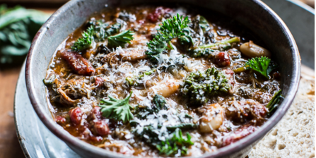 Crockpot Italian Chicken & Broccoli Rabe Chili