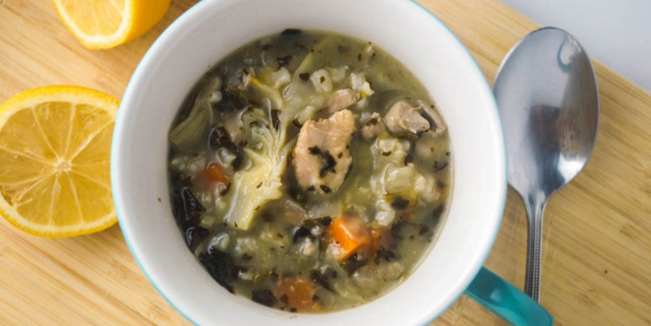 Slow Cooker Lemon Chicken Artichoke Soup