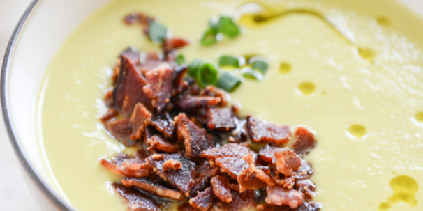 Creamy Caramelized Leek Soup with Bacon