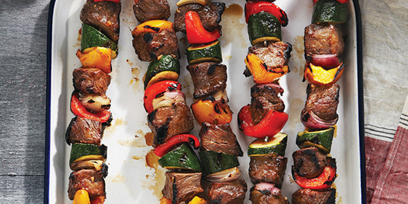 Grilled Glazed Beef & Veggie Kebabs