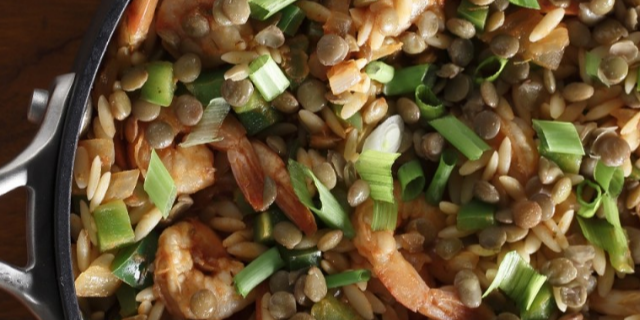 Jambalaya Lentil & Orzo Skillet