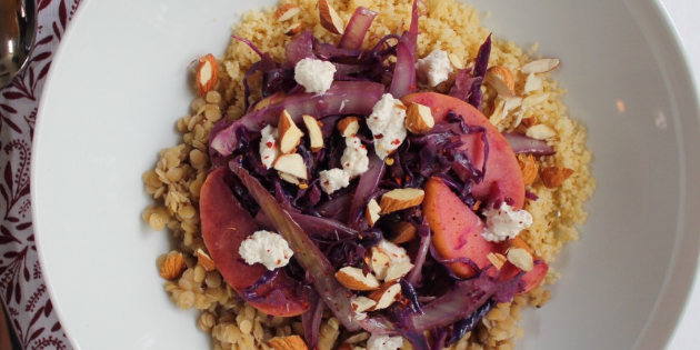 Lentils with Braised Red Cabbage, Fennel & Quinoa