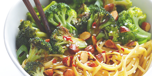 Sesame Noodles with Broccoli & Almonds