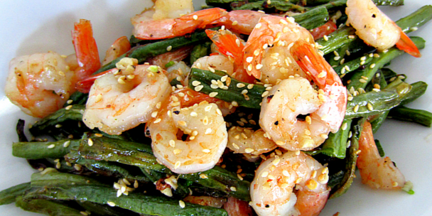 Egg Noodles, Shrimp & Green Beans