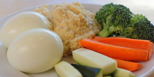 Veggies with Hummus & a Hard Boiled Egg 