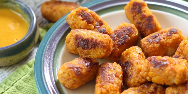 Butternut Tots with Spicy Maple Mustard