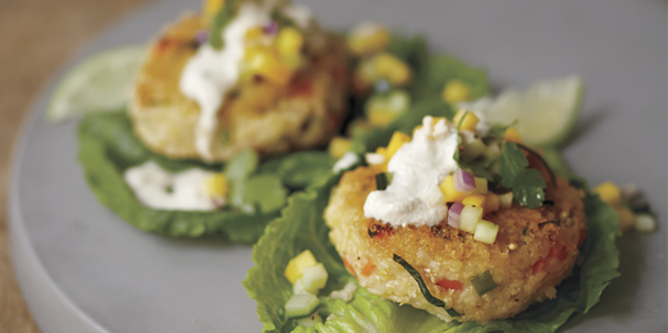 Lemon Basil Millet Burgers with Mango Salsa