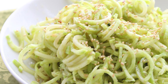 Broccoli Stem Noodles with Sesame Ginger Dressing
