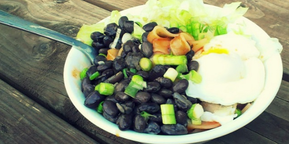 Poached Eggs Over Black Beans