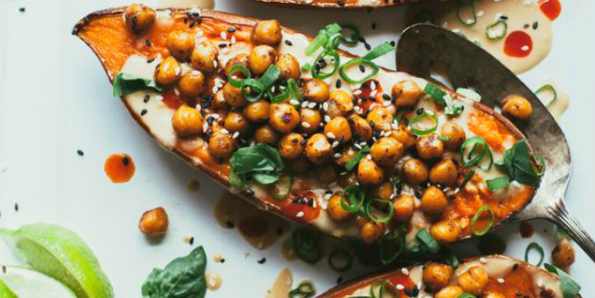 Sweet Potato with Chickpea & Tahini Sauce