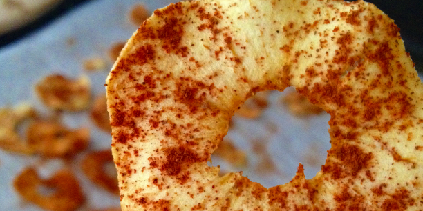 Baked Cinnamon Apple Chips with Cashew Butter