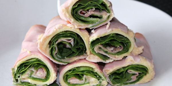 Ham, Swiss, Spinach Roll Ups